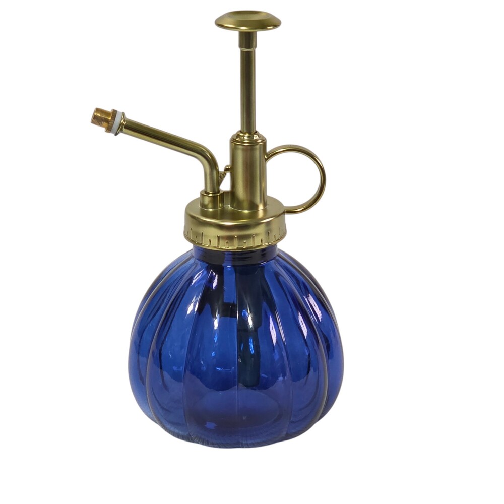 BNWOT Cobalt Blue Glass Plant Mister Sprayer Brass Pump 6.3x3.4 Pumpkin NEW